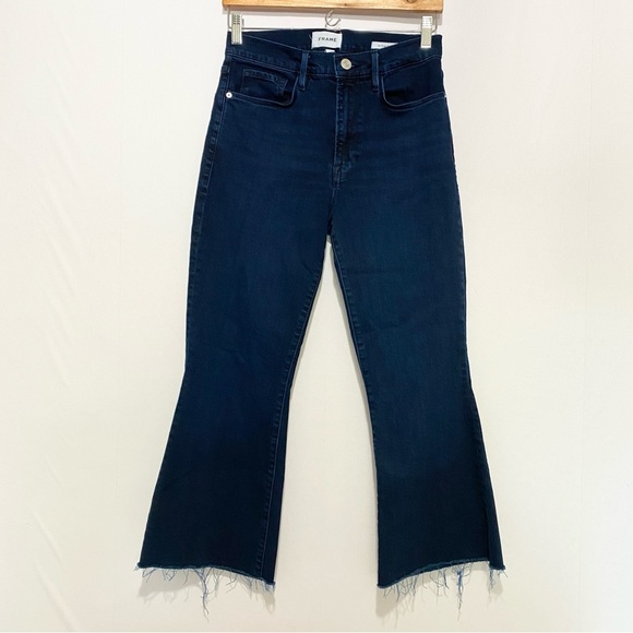 FRAME Le Crop Flare Raw Hem Jeans in‎ Fiona Size 28 Casual - Picture 3 of 15